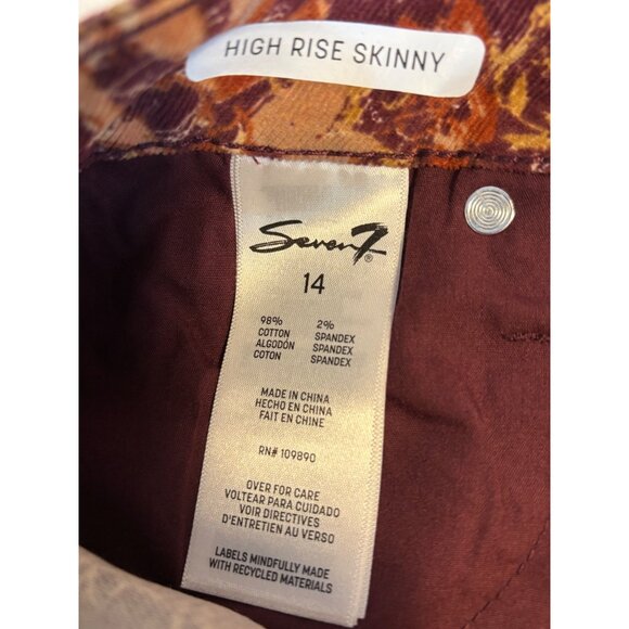 Seven7 High-Rise Skinny Corduroy Pants Floral Print Women's Size 14 NWT - Picture 4 of 9